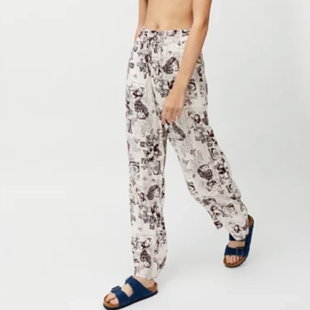 Urban Outfitters Cream and Brown comic pants